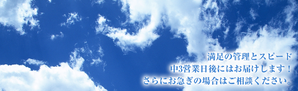 満足の管理とスピード 中3営業日後にはお届けします！さらにお急ぎの場合はご相談ください。